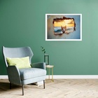 Quadro Decorativo Gato Muro Praia  - 50x70cm Moldura Branca