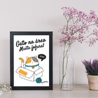 Quadro Decorativo Gato Na Área 45x34cm - Com Vidro Moldura:ma