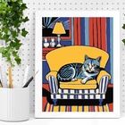 Quadro Decorativo Gato Na Sala 45x34cm Moldura Preta
