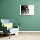 Quadro Decorativo Gato Olhar Lado  - 50x70cm Moldura Branca