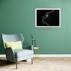 Quadro Decorativo Gato Preto Olhar  - 50x70cm Moldura Branca