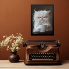 Quadro Decorativo Gato Tomando Café 24x18cm Moldura Preta