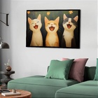 Quadro Decorativo Gatos Sorrisos  - 50x70cm Moldura Branca