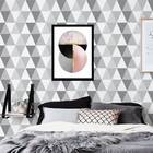 Quadro Decorativo Geométrico Círculos Preto, Cinza E Rosa 45x