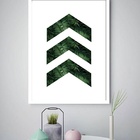 Quadro Decorativo Geométrico Folhas  - 70x50cm Moldura Branca