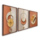 Quadro Decorativo Geométrico Laranja Com 3 Telas De Parede Pa