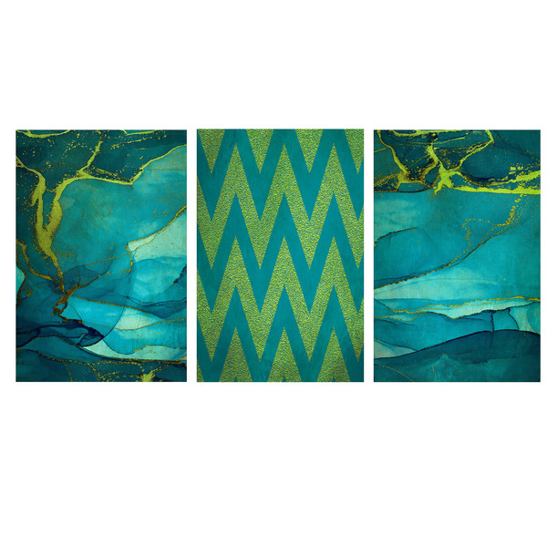 Quadro Decorativo Geometrico Manchas Azul E Amarelo 70x150 Tr