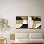 Quadro Decorativo Geométrico Marrom com Vidro 40x40cm Arte Própria