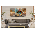 Quadro Decorativo Geometrico Marrom Bege Colorido 55x100cm