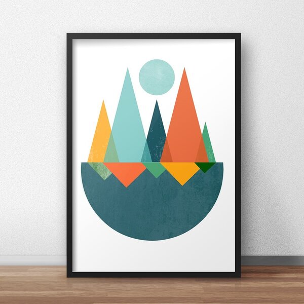 Quadro Decorativo Geométrico Paisagem 40x60cm Preto