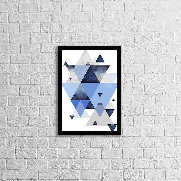 Quadro Decorativo Geométrico Triângulos Azuis Ii 45x34cm A3 (