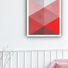 Quadro Decorativo Geométrico Vermelho Cinza  - 70x50cm Moldur