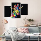 Quadro Decorativo Girafa Canvas Tecido 3 Peças