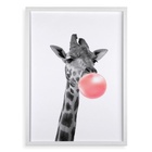 Quadro Decorativo Girafa Com Chiclete 33x24cm - Com Vidro Mol