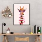 Quadro Decorativo Girafa Com Óculos 24x18cm - Com Vidro Moldu