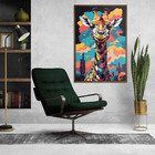 Quadro Decorativo Girafa Cores Moldura Cx Alta 40x60 - Moldur