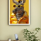 Quadro Decorativo Girafa Fashion Óculos Amarelo  - 70x50cm Mo