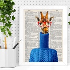 Quadro Decorativo Girafa Gola Rolê 45x34cm - Com Vidro Moldur