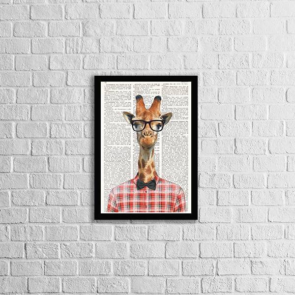 Quadro Decorativo Girafa Intelectual 45x34cm A3 (45 X 34)