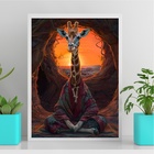 Quadro Decorativo Girafa Meditando 45x34cm - Com Vidro Moldur