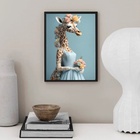 Quadro Decorativo Girafa Noiva 33x24cm - Com Vidro Moldura Br