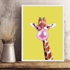 Quadro Decorativo Girafinha Bubble Gum 45x34cm Moldura Branca