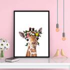 Quadro Decorativo Girafinha Coroa De Flores 45x34cm A3 (45 X