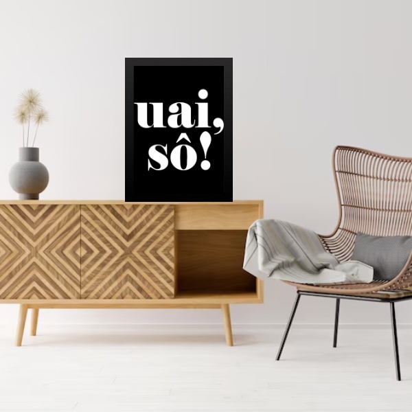Quadro Decorativo Gíria Mineira - Uai Sô 24x18cm Moldura Preta
