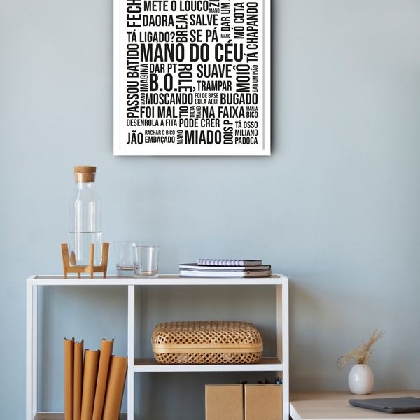 Quadro Decorativo Gírias São Paulo Branco E Preto  - 70x50cm