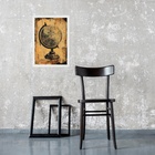 Quadro Decorativo Globo Terrestre Retrô 45x34cm - Com Vidro M