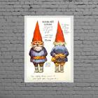 Quadro Decorativo Gnomo Vintage 24x18cm Moldura:madeira Branca