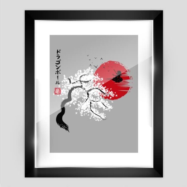 Quadro Decorativo Goku Nuvem Voadora, Moldura Com Vidro Fine