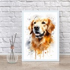 Quadro Decorativo Golden Retriever Aquarela 45x34cm - Com Vid