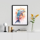 Quadro Decorativo Golfinho Colorido- Aquarela 33x24cm - Com V