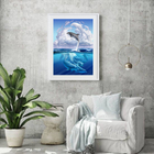 Quadro Decorativo Golfinhos Céu Azul - 60x48cm Moldura:madeir