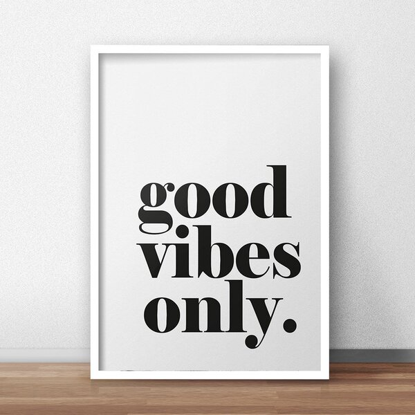 Quadro Decorativo Good Vibes Only 50X70cm Branco