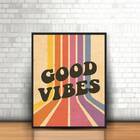 Quadro Decorativo Good Vibes Retrô 24x18cm - Com Vidro Moldur