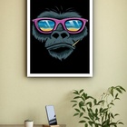 Quadro Decorativo Gorila Óculos Rosa  - 70x50cm Moldura Branca