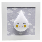 Quadro Decorativo Gota Com Carinha Cinza Quarto Bebê