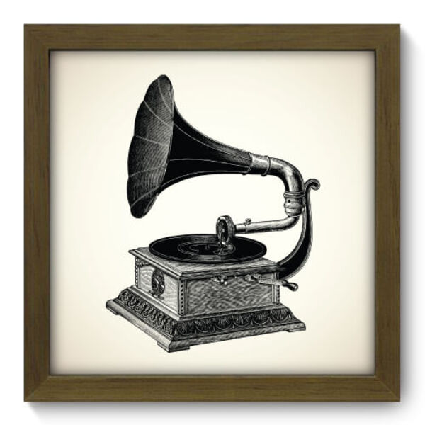 Quadro Decorativo - Gramofone - 22cm X 22cm - 030qdgm