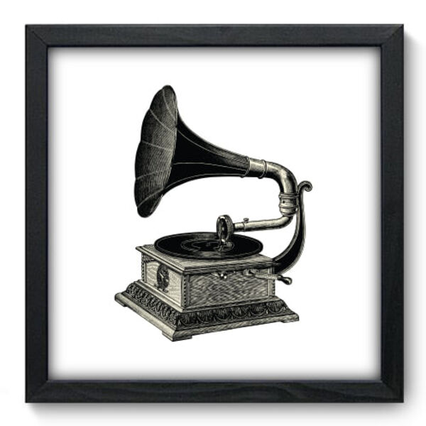 Quadro Decorativo - Gramofone - 33cm X 33cm - 010qngbp