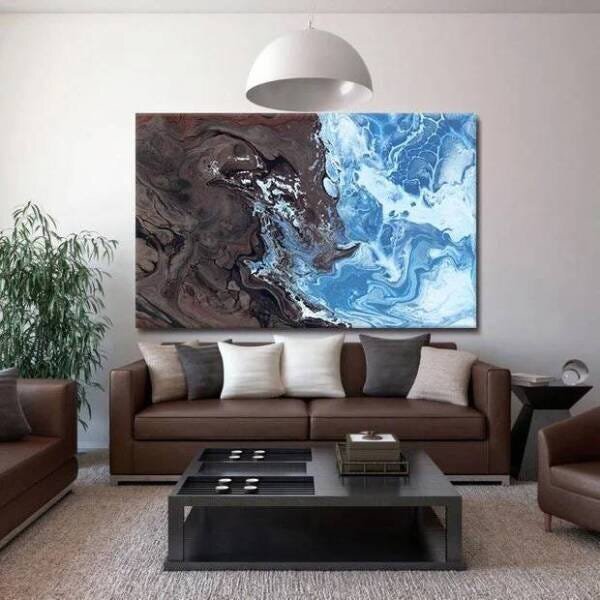 Quadro Decorativo Grande Abstrato Black And Blue - 200x135cm