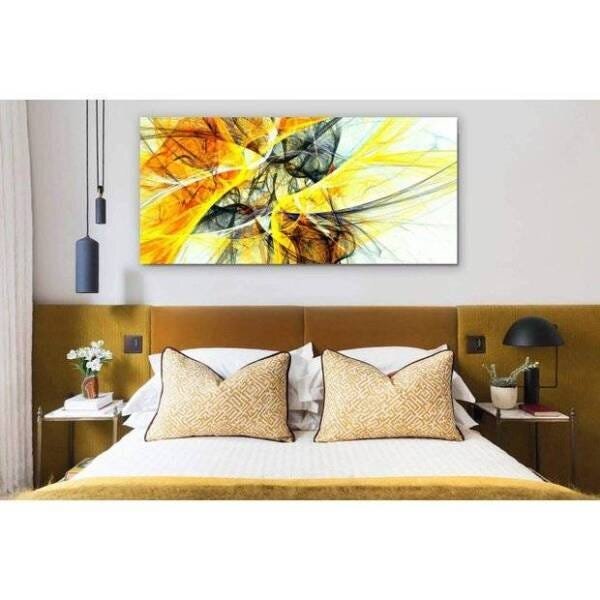 Quadro Decorativo Grande Abstrato Black And Yellow - 180x120cm
