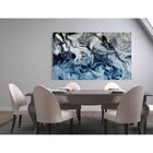 Quadro Decorativo Grande Abstrato Blue And Silver - 200x100cm