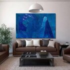 Quadro Decorativo Grande Abstrato Blue Mountain - 150x100cm