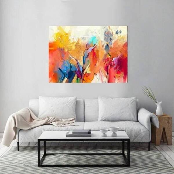Quadro Decorativo Grande Abstrato Brush Strokes - 100x70cm