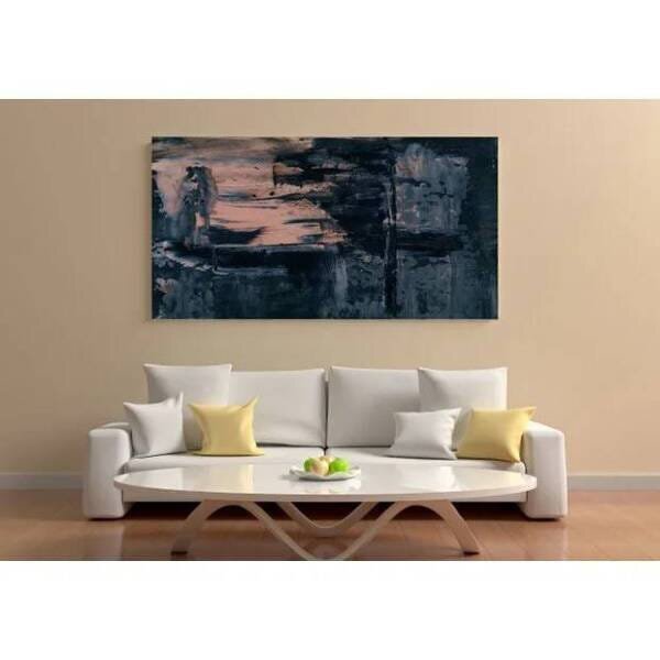 Quadro Decorativo Grande Abstrato Dark Grid - 100x70cm