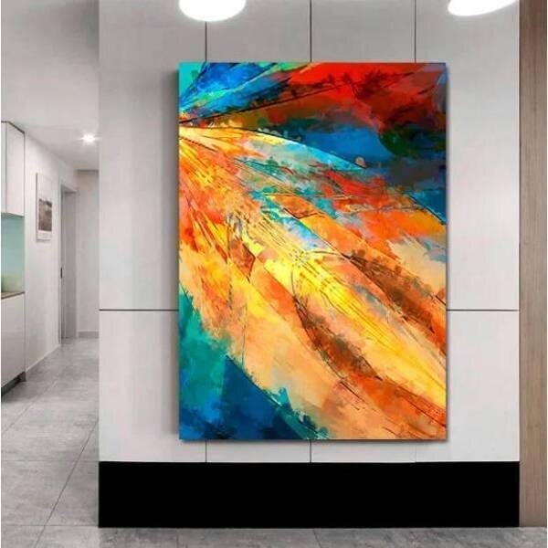 Quadro Decorativo Grande Abstrato Expressive Summer - 120x60cm