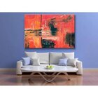 Quadro Decorativo Grande Abstrato Grid Fire - 150x80cm