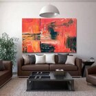 Quadro Decorativo Grande Abstrato Grid Fire - 200x135cm